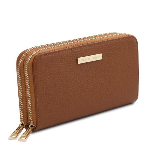 Mira - Double zip around leather wallet
